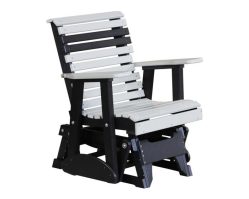 Two-foot plain poly glider chair in dove gray and black from Salem Structures, featuring slatted poly construction and compact smooth-glide seating.