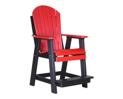 Red and black poly balcony chair from Salem Structures, showcasing durable poly lumber outdoor furniture with a tall Adirondack-style design.
