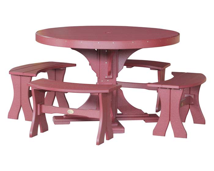 4-foot Round Table with Picnic Benches - Image 4